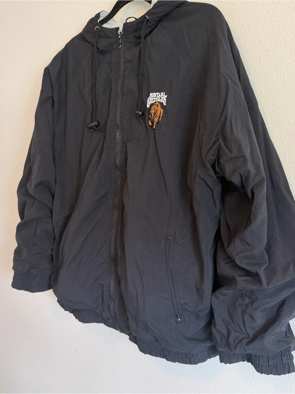 Vintage Montana Grizzlies Jacket Size Large Black Full Zip Lined